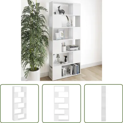 Image de The Living Store Bibliothèque Séparation de pièce Blanc 80x24x186 cm Bois composite