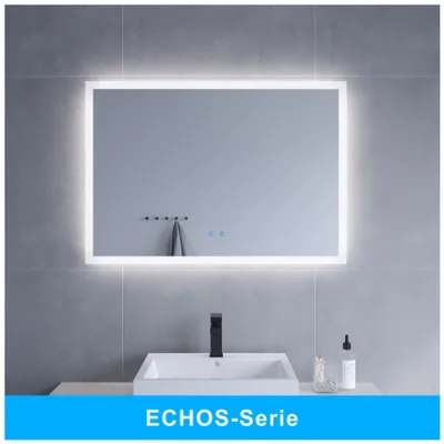Produktbild von AQUABATOS® ECHOS-Serie 100x70 cm LED Badezimmerspiegel Beleuchtet Kaltweiß Licht 6400K Dimmbar Touch Beschlagfrei Badspiegel mit Beleuchtung lichtspiegel Wandspiegel Antibeschlag