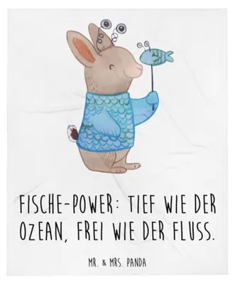 Produktbild von Mr. & Mrs. Panda Kuscheldecke Fische Astrologie - Weiß - Geschenk, Kunstfelldecke, Sternzeichen, Geschenkidee Zum Geburtstag, Bettüberwurf, Couchdecke, Plaid, Decke