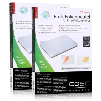 Produktbild von Caso Profi- Folienbeutel 16x23cm / 50 Beutel für Vakuumierer Caso (2er Pack)