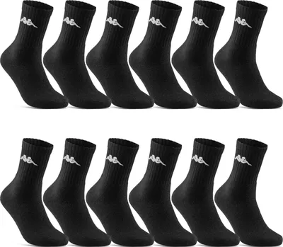 Produktbild von 6 oder 12 Paar KAPPA Socken Herren Damen Sportsocken Tennissocken Arbeitssocken Baumwolle(12er 35-38 Schwarz)