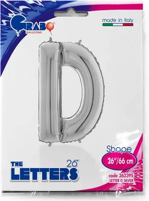 Zdjęcie produktu dla Balon foliowy Litera D, 66cm,Srebrna