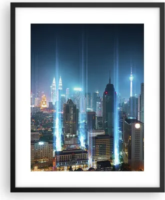 Produktbild von Gerahmtes Poster - Schwarzer Rahmen - Stadt Nacht Straße - 40x50 cm - Wand Bild - Wanddeko - Wandbilder - Kunstposter - Wandposter - Bilderrahmen - Bilder - Kunstdruck - Wandbild - P2BPA40x50-3903