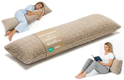 Produktbild von Seitenschläferkissen 40x145 cm Bouclé Body Pillow Schlafkissen Beige