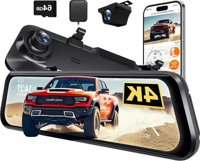 Produktbild von Dashcam-Spiegel - Autokamera - Rückfahrkamera - 4K-Dashcam - Fahrassistenzsysteme - 12-Zoll-Touchscreen