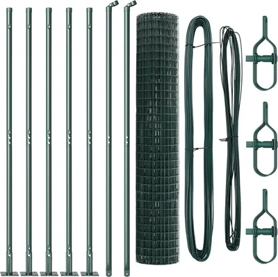 Produktbild von Möbel Euro Zaun mit 7 Flanschpfosten 1,5x10 m Verzinkter Stahl - Metallzäune 3350807