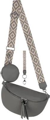Produktbild von Bauchtasche Umhängetasche Crossbody-Bag Kunstleder Italy-Design GREY (53096)