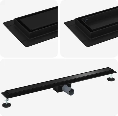 Image de vidaXL Vidange de douche 2 en 1 Noir 90 cm Acier inoxydable 304