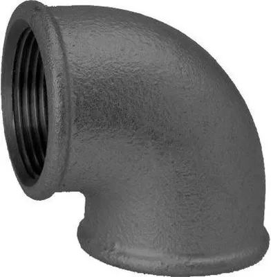 Produktbild von Hermann Schmidt Temperguss Winkel DN 15, 1/2" 90°, Innengewinde, schwarz