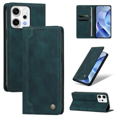 Image de Étui en cuirPolyuréthanepour Oppo Reno14 / Reno14 F 5G, type portefeuille rabattable avec compartiments pour cartes et support intégré, couleur verte