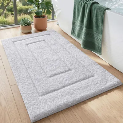 Image de Tapis de bain antidérapant en microfibre douce, absorbant et lavable en machine, pour la douche, la baignoire et les toilettes, blanc, 40 x 60 cm