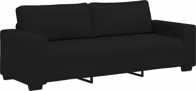 Image de Canapé à 3 places noir 220x77x82 cm tissu