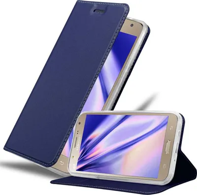 Produktbild von Cadorabo Handyhülle für Samsung Galaxy J7 2015 Schutz Hülle in Blau Cover Etui Book Case Booklet