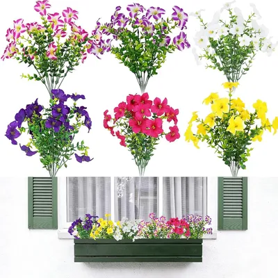 Immagine prodotto di Petunie ornamentali, resistenti ai raggi UV, confezione da 6 pezzi, colori assortiti, ideali per giardino e terrazzo