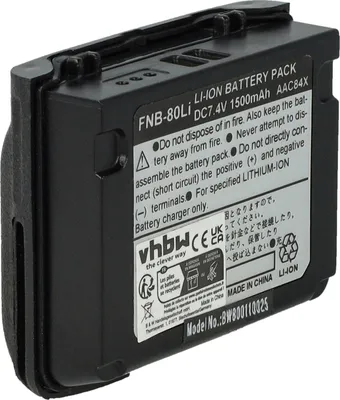 Produktbild von vhbw Akku Ersatz für Vertex Yaesu FNB-V80li, FNB-80Li für Funkgerät, Walkie Talkie (1500 mAh, 7,4 V, Li-Ion)