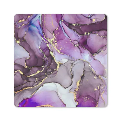 Produktbild von MuchoWow® Mauspad Mousepad Marmor - Rosa - Lila - Gold 30x30 cm - Mousepads - Maus Mat - Pad - Mausunterlage - Gaming