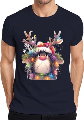 Produktbild von Rudolf Rentier Lichterkette Weihnachten niedlich Cartoon Geschenk Herren T-Shirt, Navy, XXL