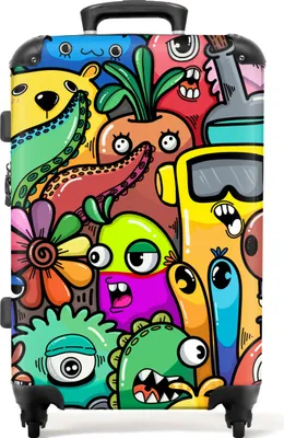 Obrázok produktu pre NoBoringSuitcases.com® Veľký kufor - Príšera - Vzor - Zelenina - Kvety - Dúha - Pre deti - Kombinovaný zámok TSA - Pevná škrupina vozíka na 4 kolieskach - 72 litrov - Cestovný kufor - 66 cmKufr Medium 67x43x25 cm, 72L,