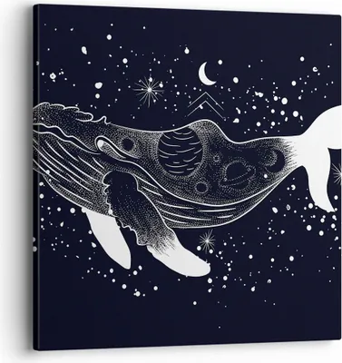 Produktbild von Bild auf Leinwand - Leinwandbild - Einteilig - Wal Schwarzweiß Grafik - 40x40cm - Wand Bild - Wanddeko - Wandbilder - Leinwanddruck - Bilder - Wanddekoration - Leinwand bilder - AC40x40-4870