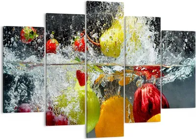 Produktbild von Bild auf Leinwand - Leinwandbild - Früchte Wasser Spritzer Essen - 150x100cm - Wand Bild - Wanddeko - Leinwanddruck - Bilder - Kunstdruck - Leinwand bilder - Wandkunst - EA150x100-2972