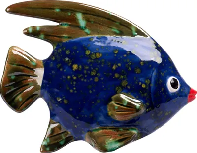 Produktbild von Gartenfigur Fisch aus Keramik Blau-Grün Gartendeko Gartendekoration Teichdeko