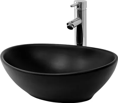 Obrázek produktu pro LuxeBath umyvadlo Oválné umyvadlo na desku, 41x33,5x14,5 cm, černá matná barva, z keramiky