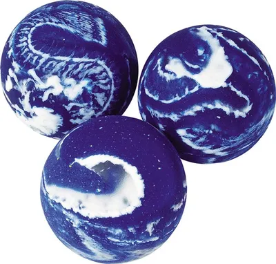 Produktbild von goki FB273 Flummy mit Leuchteffekt Space, Ø= 35 mm, marmoriert, blau/weiß
