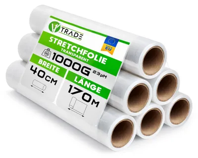 Immagine prodotto di Elzusha - Set di 6 rotoli di film estensibile trasparente, dimensioni 170 m x 40 cm, 23 micron