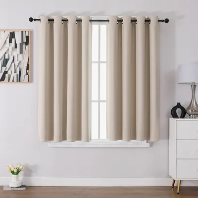 Verdunkelungsvorhang mit Ösen, Beige, 137x132 cm, 2er-Set