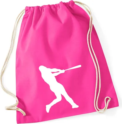 Produktbild von Huuraa Turnbeutel Baseball Silhouette 12 Liter Fuchsia Baumwolle Rucksack Geschenkidee