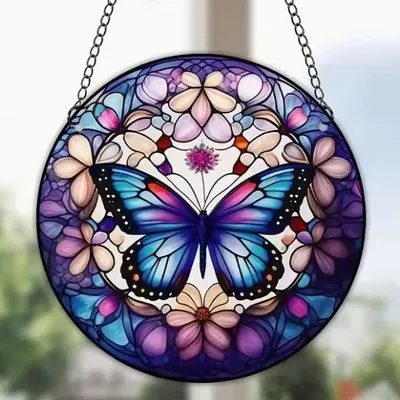 Produktbild von Sonnenfänger Butterfly Typ2 - Buntglas Schmetterling für Ihr Zuhause KP31514