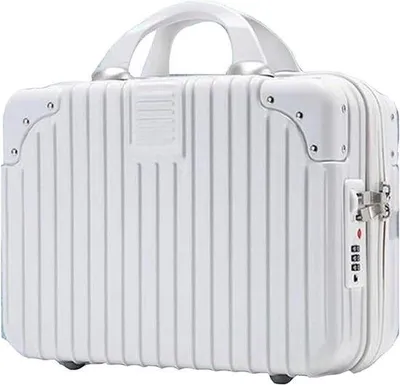 Zdjęcie produktu dla Zestaw walizek - walizka podróżna, kosmetyczka - do podróży służbowych - odporna na zarysowania, wykonana z ABS+PC - 14 cali - biała