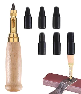 Produktbild von Locher für Leder & Papierhandwerk mit 6 Lochern 1,5-4mm Holzgriff