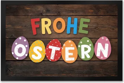 Produktbild von Fröhliche Ostern Fußmatte XXL in 50x75 cm mit bunten Eiern
