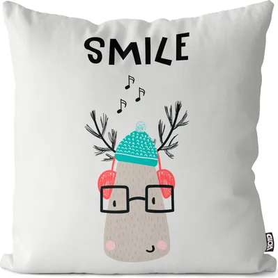 Produktbild von VOID Rentier Smile Winter Kissenbezug Kissenhülle Sofakissen Kissen Deko Outdoor-Kissen Dekokissen