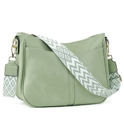 Produktbild von Umhängetasche Handtasche Damen mittelgroß Schultertasche Crossbody Bag Damenhandtasche Mehrere Fächertaschen (Hellgrün)