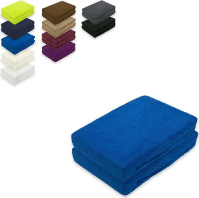 Produktbild von Doppelpack Frottee Spannbettlaken 120 x 200 cm Royalblau