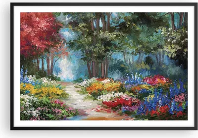 Produktbild von Gerahmtes Poster - Schwarzer Rahmen - Impressionismus Natur Wald - 91,5x61 cm - Wand Bild - Wanddeko - Wandbilder - Wandposter - Bilderrahmen - Bilder - Kunstdruck - Wandbild - P2BAA91x61-4271