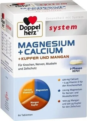 Immagine prodotto di Doppio Cuore Magnesio+Calcio+Rame+Manganese tab. 60 pz