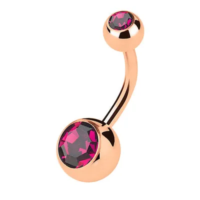 Produktbild von Taffstyle Bauchnabelpiercing Bauchnabelpiercing Stecker Rosegold vergoldet Doppel Multi Kristall, Lila