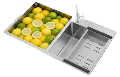 Zdjęcie produktu dla Zlewozmywak kuchenny, stal nierdzewna, podwójna komora, 14,72 x 14,96 cala, 12,99 x 12,99 cala, montaż w blacie