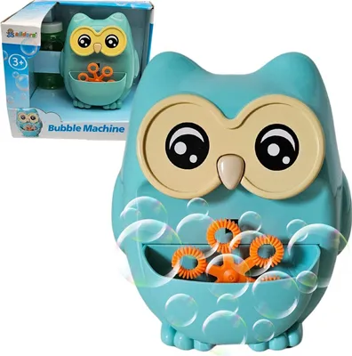 Produktbild von Seifenblasenmaschine Eule - Automatische Bubble Machine für Kinder - Inkl. 118 ml Seifenblasenflüssigkeit