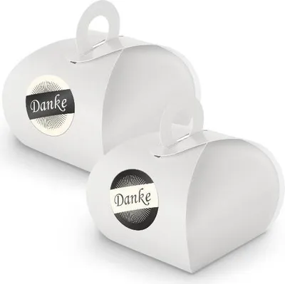 Produktbild von SET DANKE (Motiv36) 24x Geschenkschachtel mit Griff weiß + Sticker