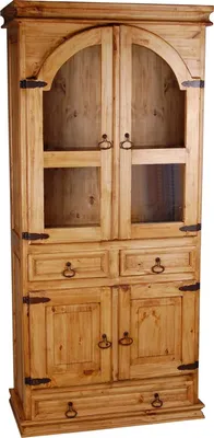 Produktbild von MiaMöbel Vitrine Mexico Möbel 88x190x46 cm Landhausstil Glas Massivholz Pinie Honig