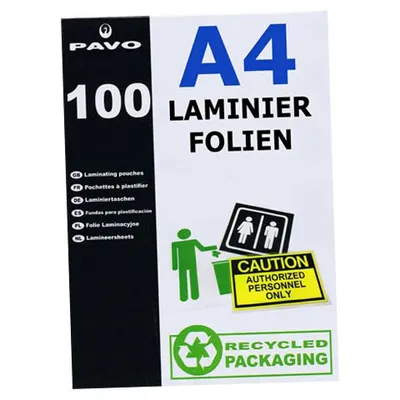 Produktbild von 100x PAVO Laminierfolien A4 216 x 303mm 2x  75/80 mic Hochglanz