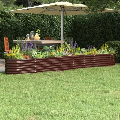 Produktbild von "Rabatt" Garten-Hochbeet/Pflanzgefäß/Pflanzkübel - Verzinkter Stahl 332x40x36 cm Braun - Beete CC8185
