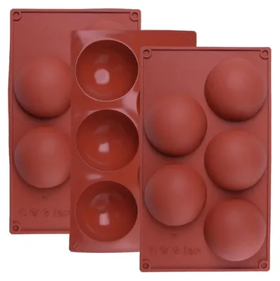 Zdjęcie produktu dla Forma silikonowa półkulista, 5 otworów, 8 cm, 3 sztuki, przeznaczona do kontaktu z żywnością, wolna od BPA, odporna na wysokie temperatury