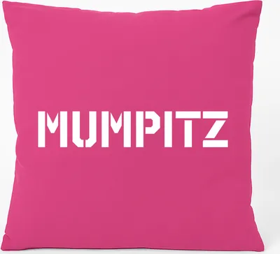 Produktbild von Huuraa Kissen Mumpitz Schriftzug 40x40cm mit Füllung Fuchsia Baumwolle Dekokissen Geschenkidee