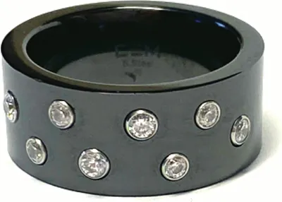 Produktbild von Ring Keramik schwarz Bandring Zirkonia breit  #58