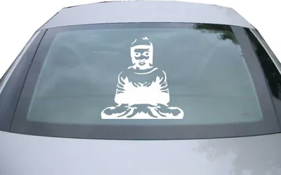 Produktbild von Indigos UG - Aufkleber Heckscheibe & Motorklappe DE6351 - weiß - 600x599 mm - budhis - Auto Scheiben Fenster Heckklappe Tuning Racing JDM - Die cut